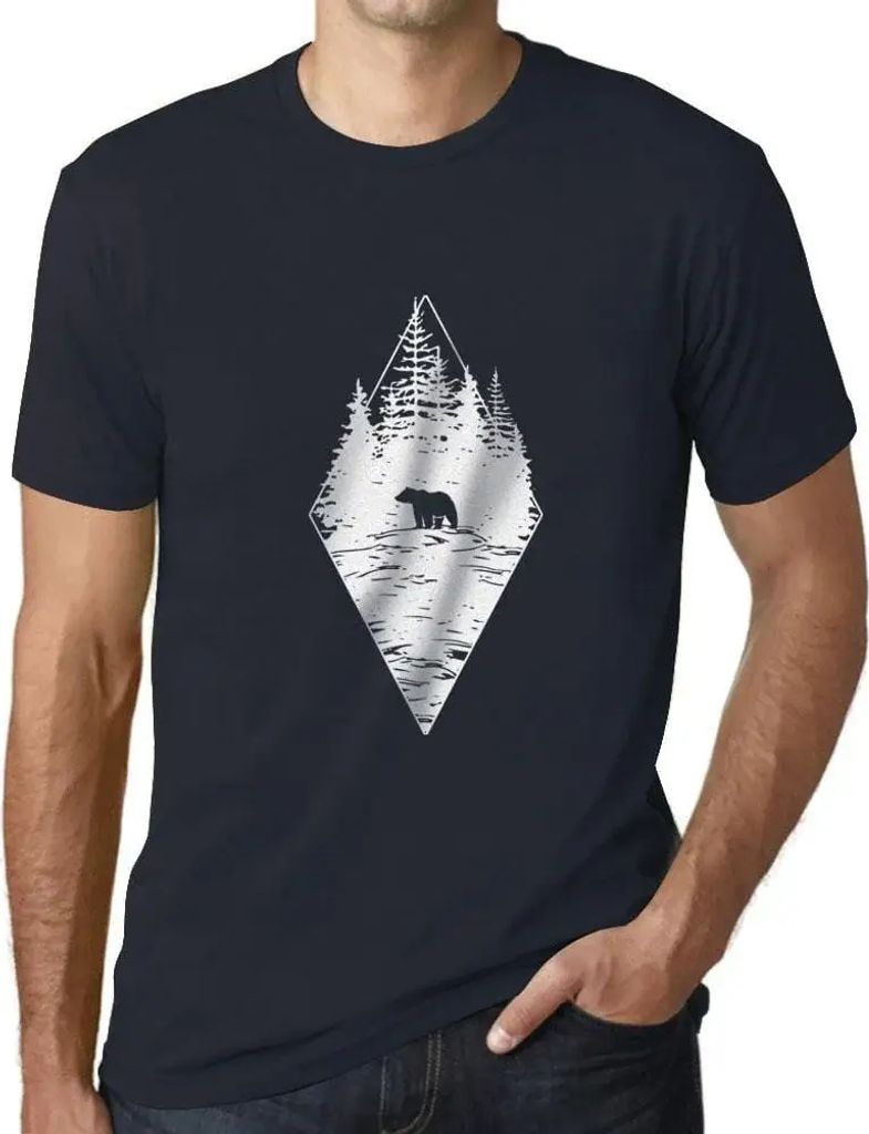 Herren Grafik T-Shirt Waldbär – Forest Bear – Öko-Verantwortlich Vintage Jahrgang Kurzarm Lustige Druck Geburtstag Geschenk Mann