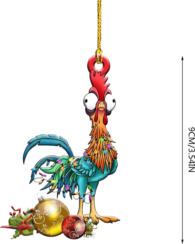Weihnachten Hahn Hängende Dekoration Solide Acryl Wiederverwendbare Weihnachten Baum Kung Fu Huhn Ornament Anhänger Party Liefert Geschenk