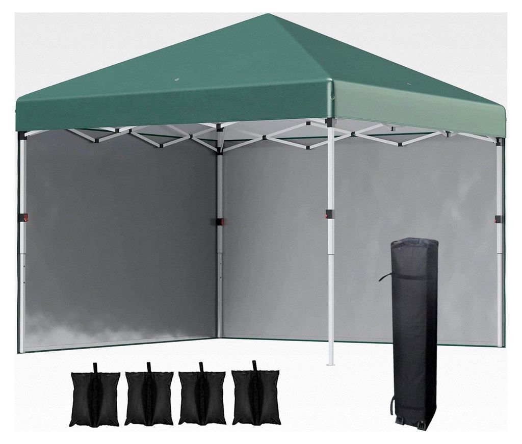 Pavillon ca. 3x3 m, wasserabweisend, stabil, winterfest, Pop-up Faltpavillon mit 2 Seitenwänden, UV-Schutz 30+, faltbares Partyzelt, Gartenzelt mi...
