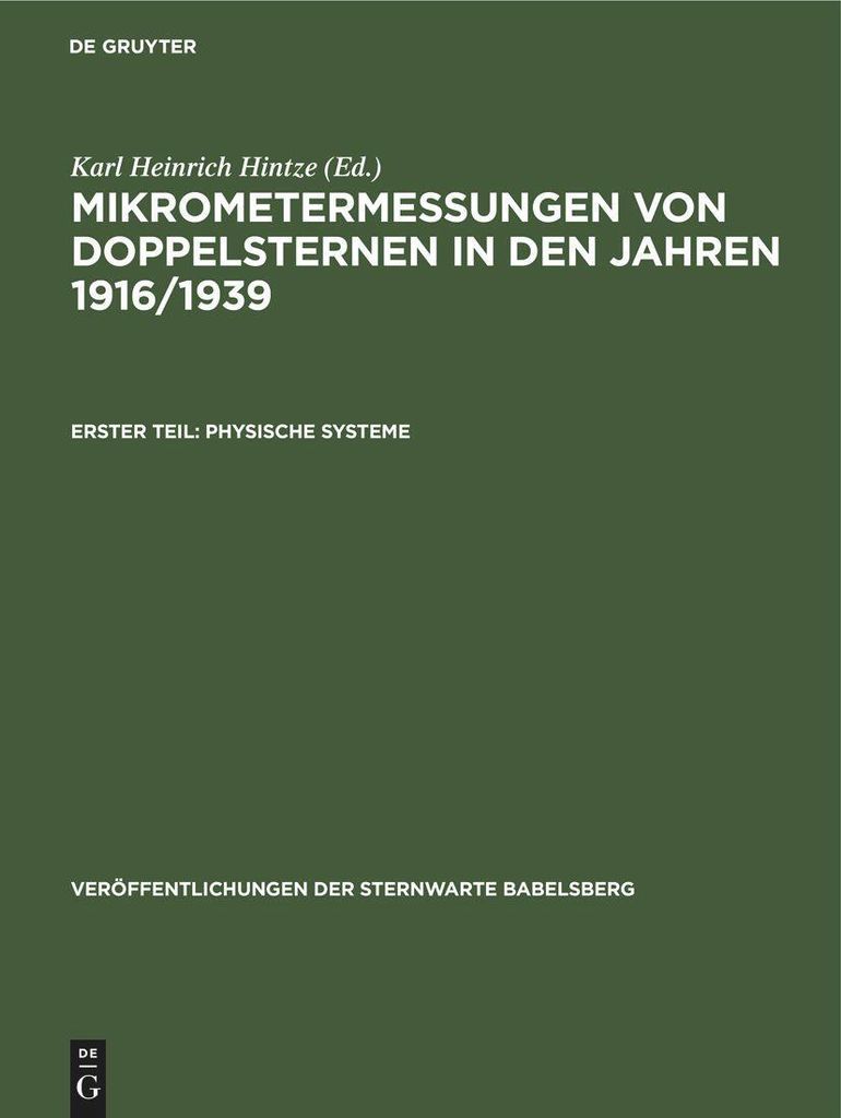 Mikrometermessungen von Doppelsternen in den Jahren 1916/1939