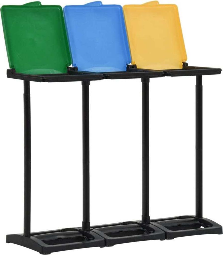 vidaXL Supporto per cestino con coperchio 240-330 L PP Immagine del prodotto 