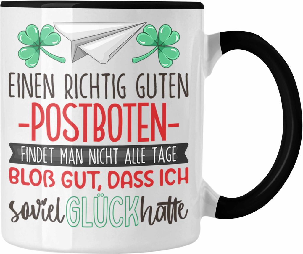 Trendation - Postboten Tasse Geschenk Dankeschön Bester Paketzusteller Der Welt Dankeschön (Schwarz)