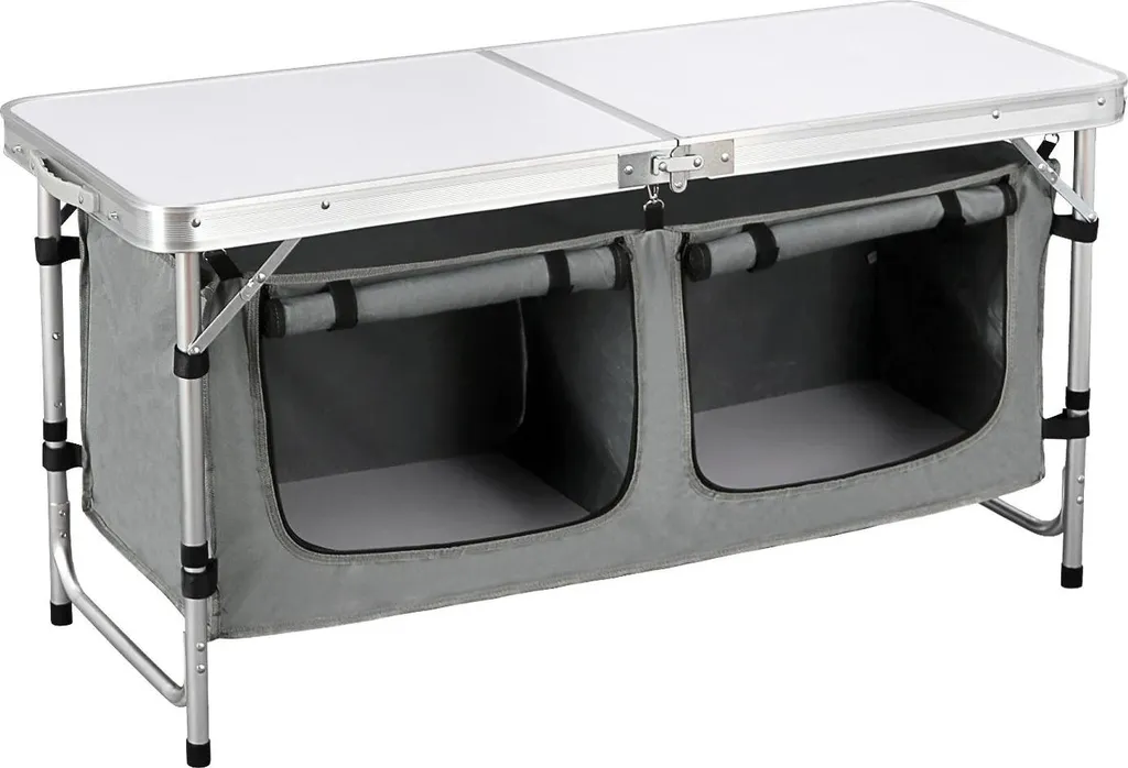 Table de camping pliante en aluminium réglable 120x47cm grise 4 personnes