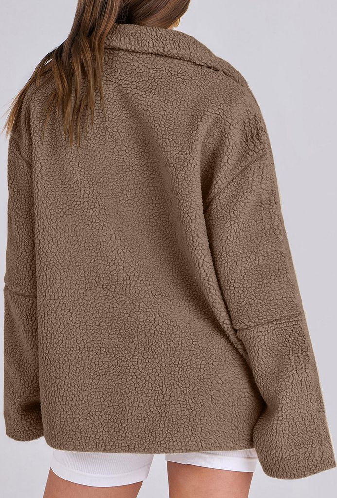 ASKSA Damen Teddy Fleece Jacke Warme Flanell Jacke Dicke Produktbild 5