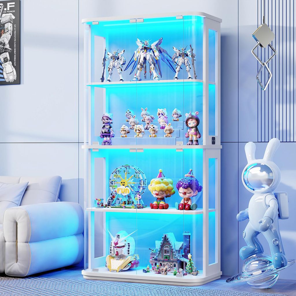 BROTTAR Rundbogen Vitrinenschrank mit Glastür 4 Böden LED Produktbild 
