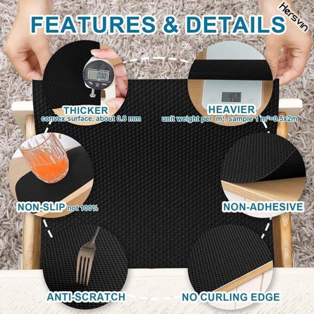 Tapis de cuisine imperméable et lavable 50 cm x 600 cm antidérapant noir