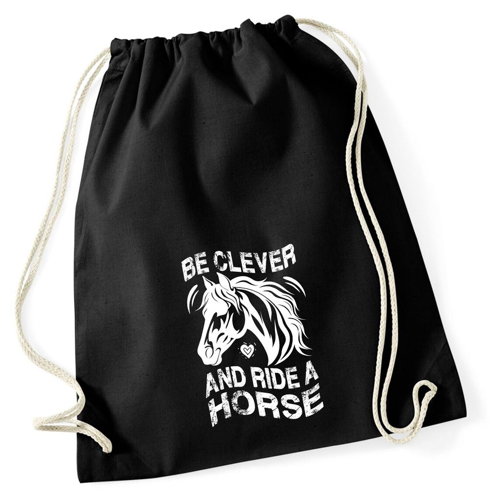 Huuraa Turnbeutel ride a horse Pferd 12 Liter Black Baumwolle Rucksack Geschenkidee