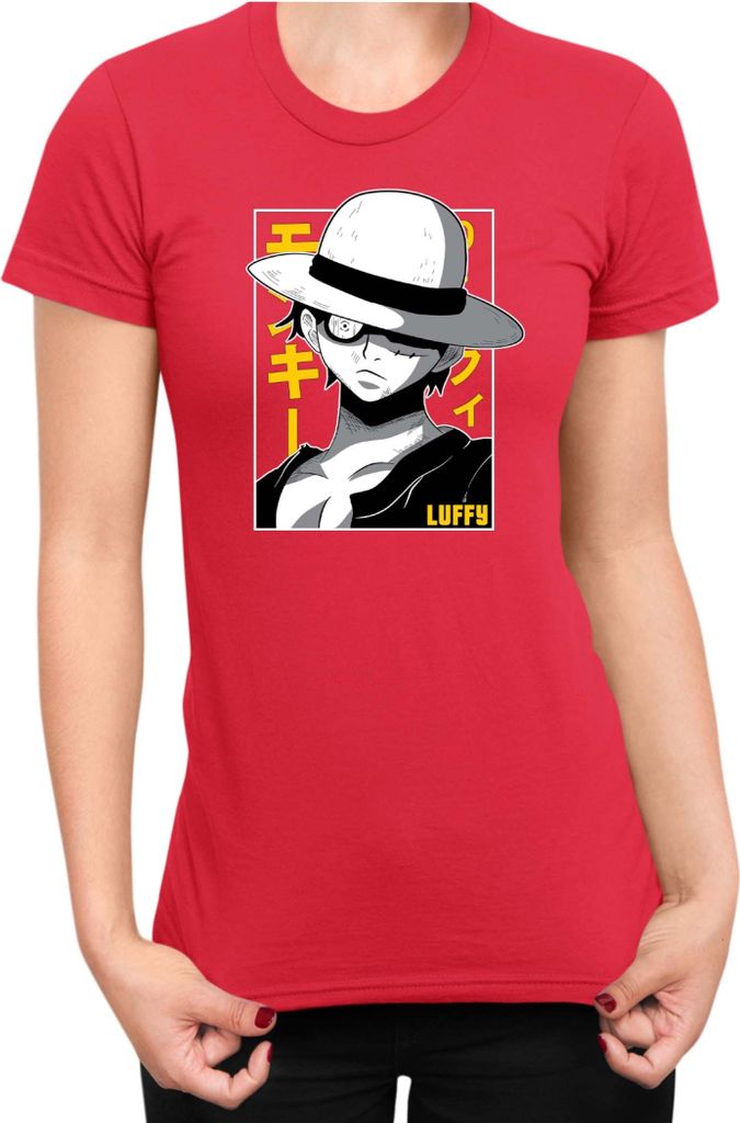 Damen T-Shirt Japan Anime Manga One Manga Piece Anime Luffy 01 Strawhat, Lady M / Rot