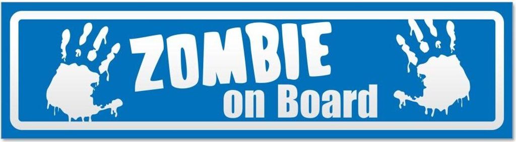 Kiwistar Zombie ob Board invertiert Magnetschild Schild magnetisch - 45cm Blau - Magnetfolie für Auto PKW Kfz