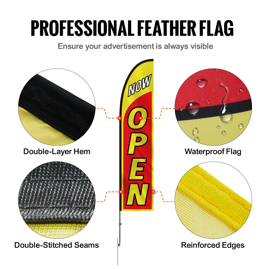 Lot de 2 Drapeaux Plumes Publicitaires avec Mât de 5m pour Entreprise