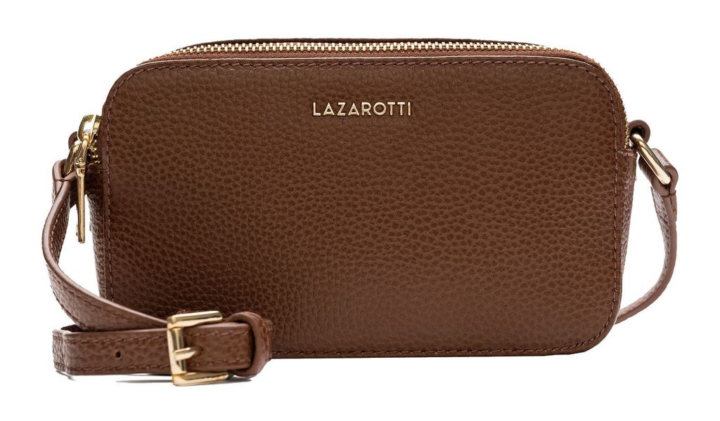 Lazarotti Leder Umhängetasche Bologna Leather Crossbody Bag Brown braun