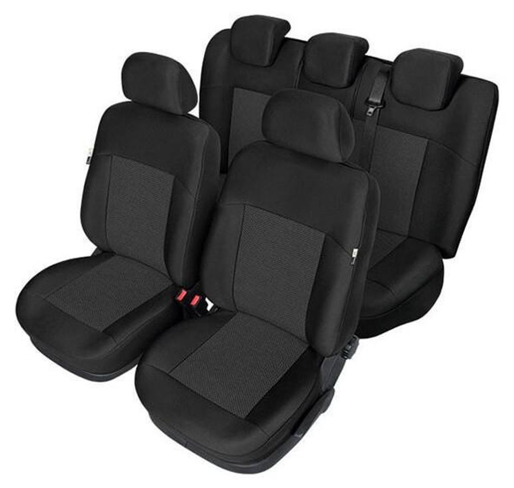 Komplettes Sitzbezug-Set „Kegel“ für Vorder- und Rücksitze des Toyota Yaris Mk3 (2011–2019), Schwarz, Textil