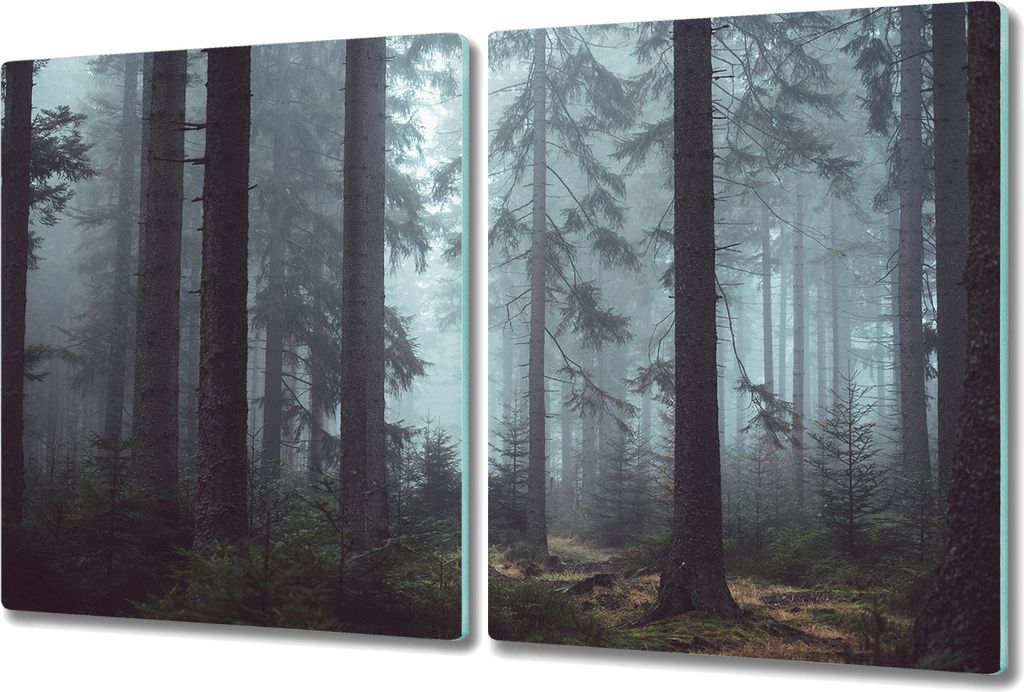 Glas Schneidebrett Herdabdeckplatten Schneideplatten - 2x 40x52 cm - Alpen Landschaft