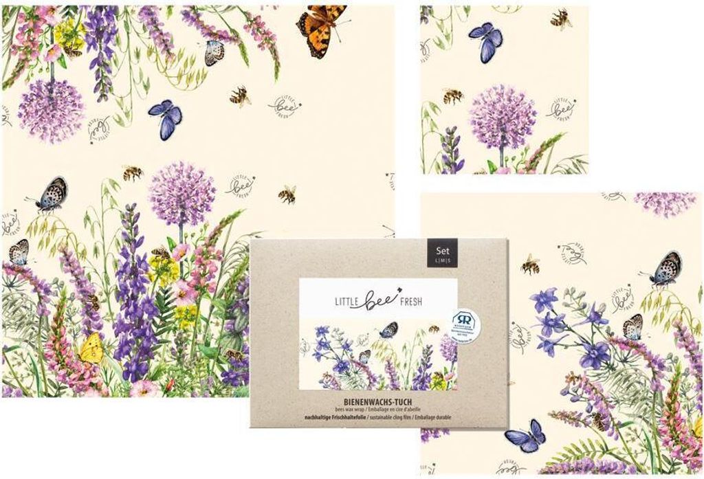 Redecker Bienenwachs-Tuch 3er Set Blumenwiese