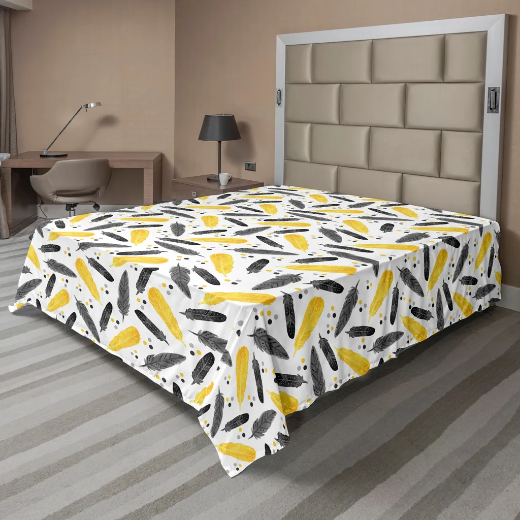 Drap de lit grand format 275x260 cm jaune, textile résistant et souple