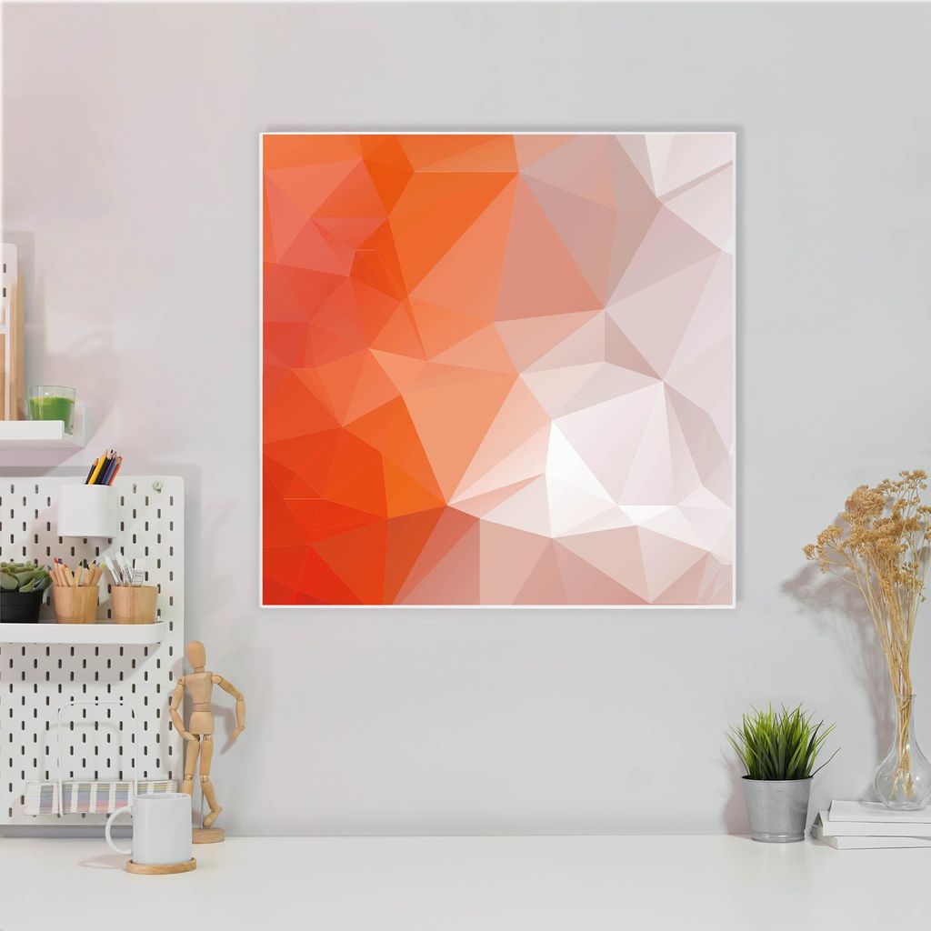 Design Stahlmagnettafel Quadratisch 50x50cm Orange Polygon