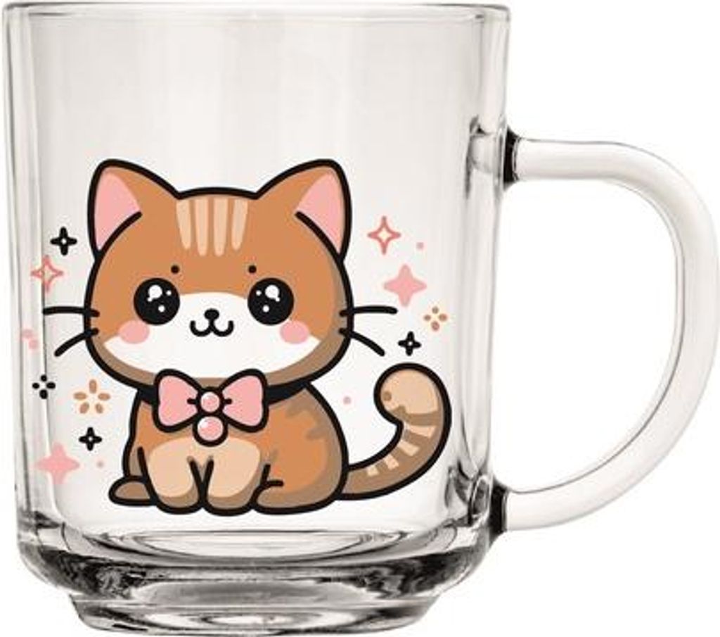 6x Trinkgläser mit Tiermotiv Hund Katze Kaninchen 230ml mit Henke
