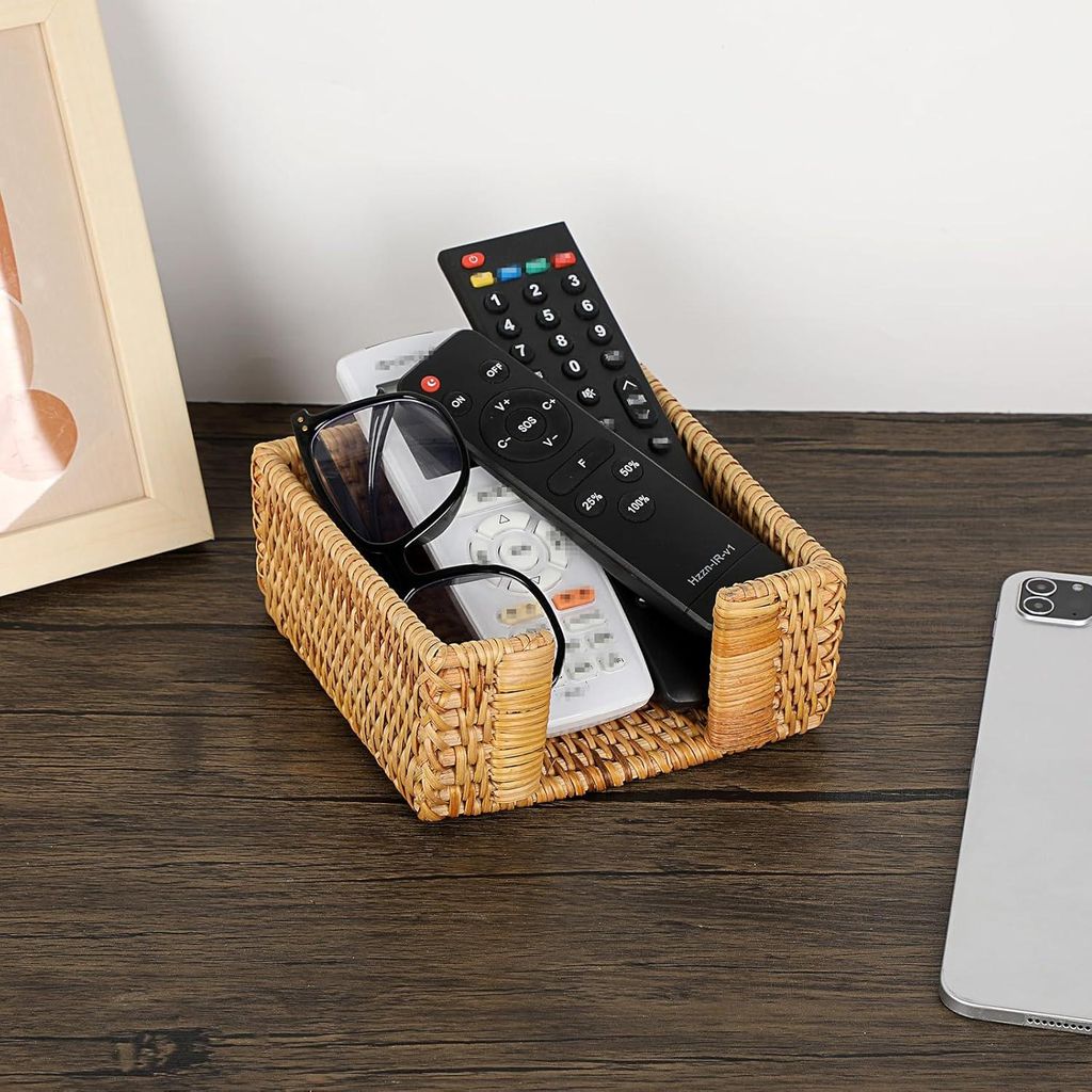 Viereckige Rattan-Serviettenhalter für Cocktailservietten - Geflochtener Serviettenspender für Restaurants - Aufbewahrungsbox für 5x5 Papierserv...