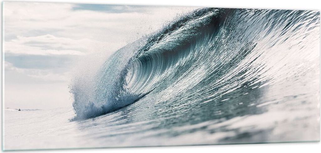 Bilder auf glas - Einteilig - Welle Meer Ozean - 100x40cm - Glasbilder - Wandbilder - Bilder - zum Aufhängen bereit - Wanddekoration aus Glas - Gl...