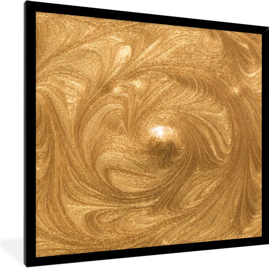 MuchoWow Gerahmtes Poster Kreis - Golden - Farbe 40x40 cm - Poster mit Schwarzem Bilderrahmen Wandposter Rahmen Foto Bilder - Mit Rahmen - Wandde...