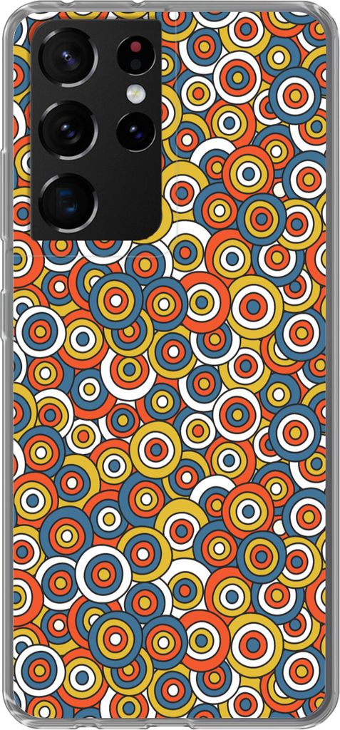 MuchoWow Handyhülle Schutzhülle Hülle für Telefoonhoesje Samsung Galaxy S21 Ultra Muster - Retro - Kreis Silikon Softcase Handy Hülle - Mobi...