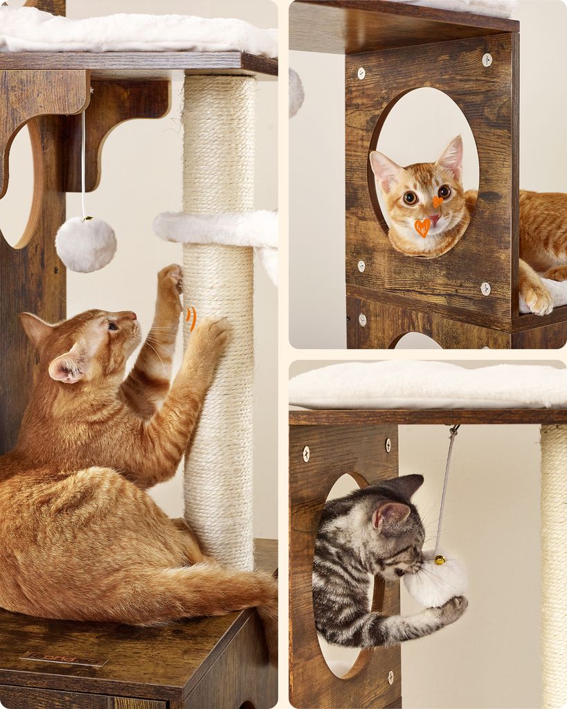 FEANDREA Kratzbaum, 2-in-1 mit Katzenklo, abnehmbaren, Produktbild 6