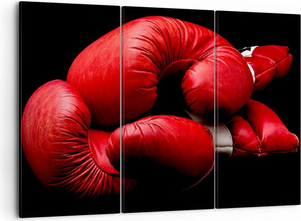 Bild auf Leinwand - Leinwandbild - Sport Handschuhe Leder Wettkampf - 105x70cm - Wand Bild - Wanddeko - Leinwanddruck - Bilder - Kunstdruck - Leinw...