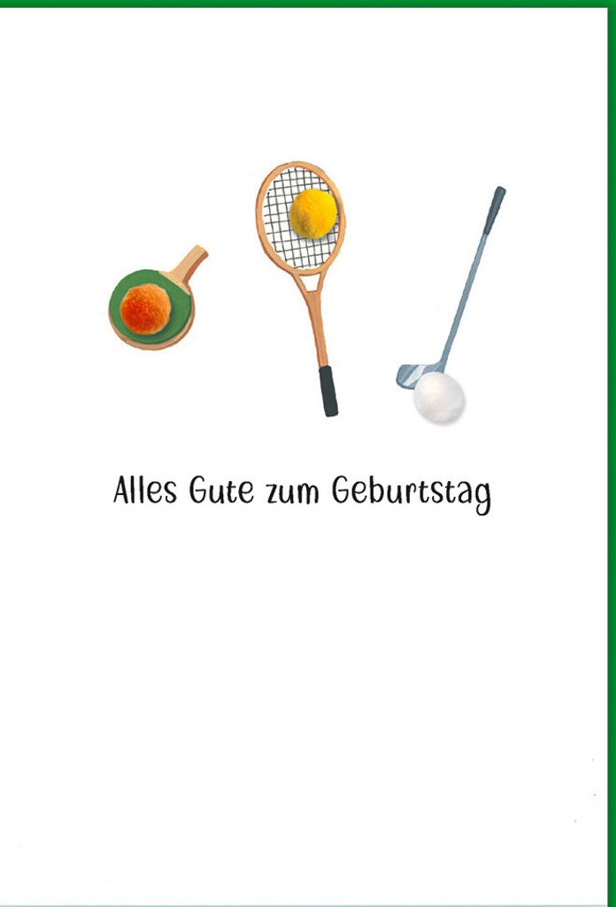 Geburtstag - Karte mit Umschlag - Sportgeräte fineline