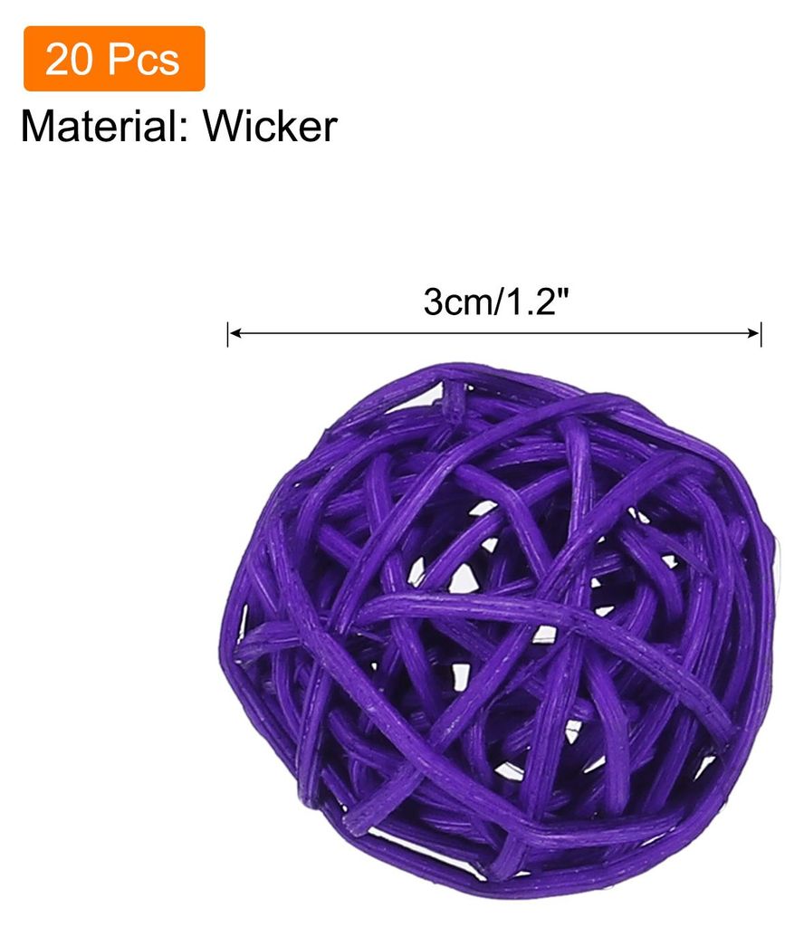 20 Stš¹ck Rattan Deko Dekokugel Rattankugeln, 3 mm Korbweide Rattan Kugeln Wicker Ball Wellensittich Spielzeug Vogelspielzeug fš¹r Vasenfš¹ll...