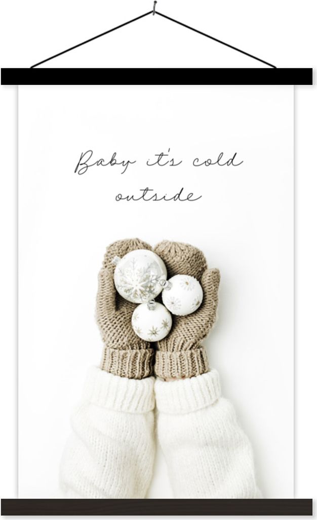 MuchoWow Textilposter Winter - Handschuhe - Weihnachtskugeln 120x180 cm mit schwarzem Rahmen - Fotos