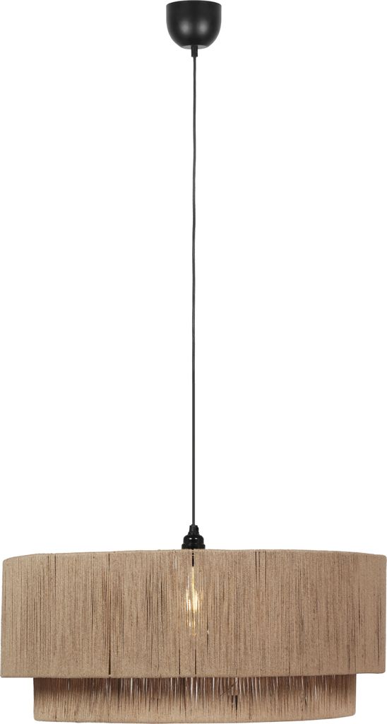 Trio Leuchten - Japandi Japandi Hängelampe I Pendellampe I Pendelleuchte schwarz mit braunem Seil 60cm - Smilla I Wohnzimmer I Schlafzimmer - Meta...
