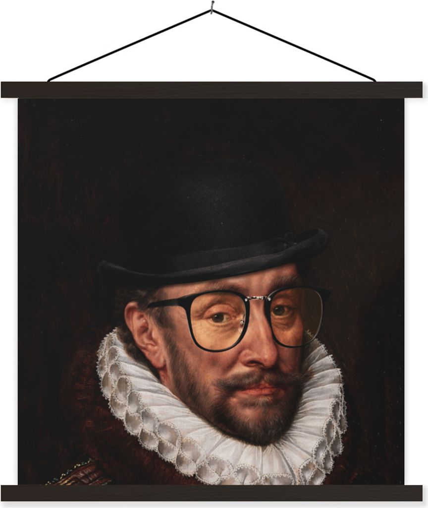 MuchoWow Textilposter Wilhelm von Oranien - Kunst - Brillen 120x120 cm mit schwarzem Rahmen - Aufhängungsset