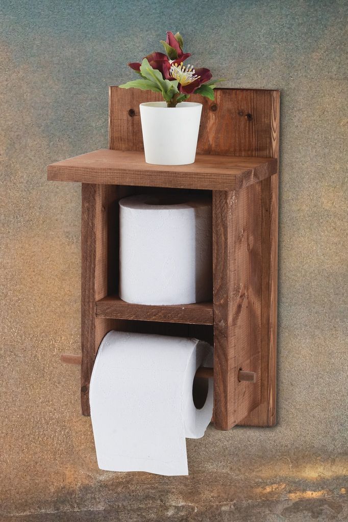 Mijolnir, Toilet Paper Hange, Badregale, Klopapierhalterung, Natürlich, Holz, 19 x 8 x 35 cm