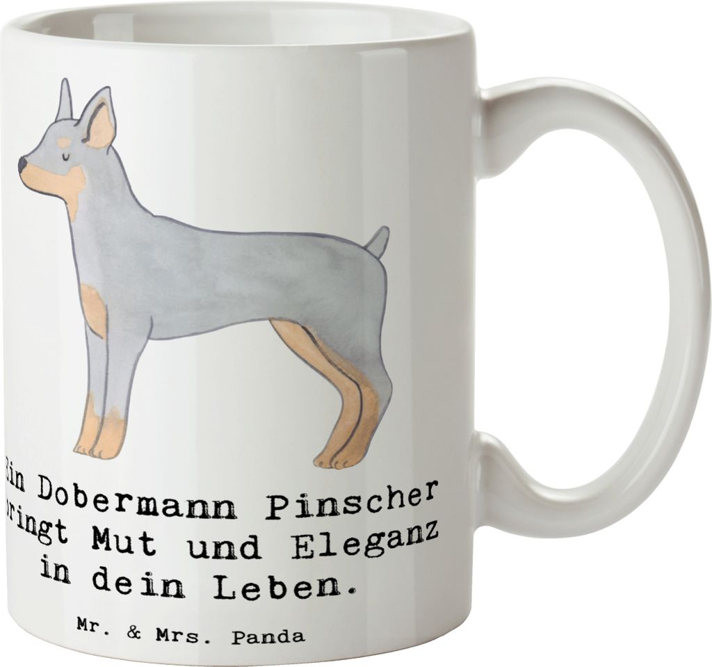 Mr. & Mrs. Panda Teetasse Dobermann Pinscher - Weiß - Geschenk, Hunderassen Beschreibung, haferl, Loyalität, Tasse, Beschützerinstinkt, anmutig,...