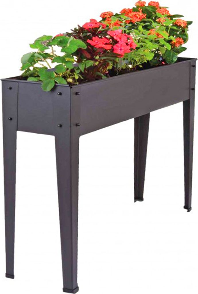 Hochbeet Kräuterbeet grau Pflanzkasten Metall Gemüsebeet Pflanzenbeet 102cm Frühbeet