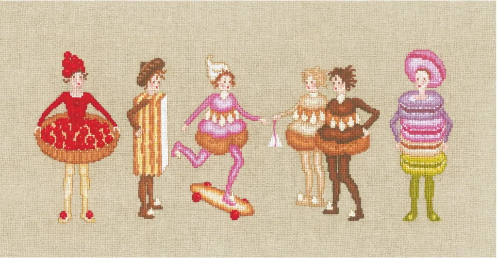 Tableau Point de Croix Gâteaux 40x15 Le Bonheur des Dames Motif à Compter