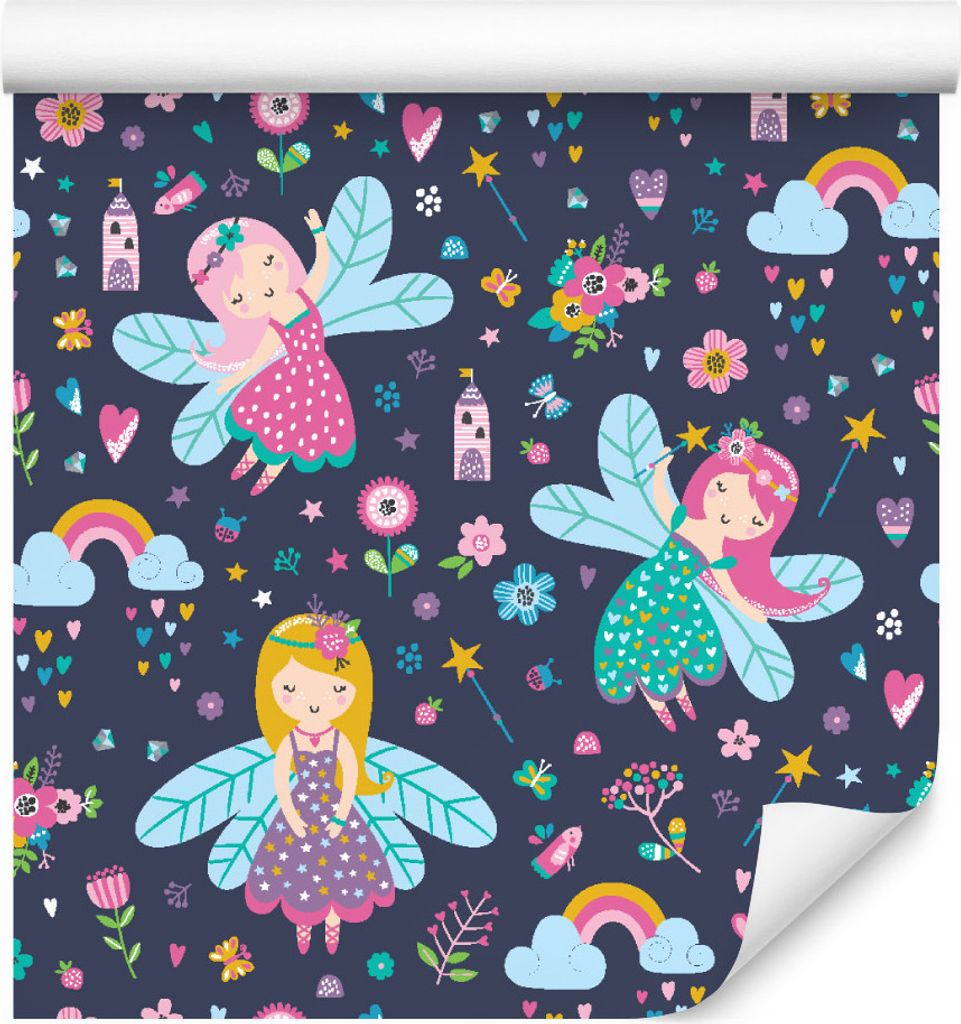 10m VLIES TAPETE Rolle Kinderzimmer Blumen Feen Magisch Diamanten XXL