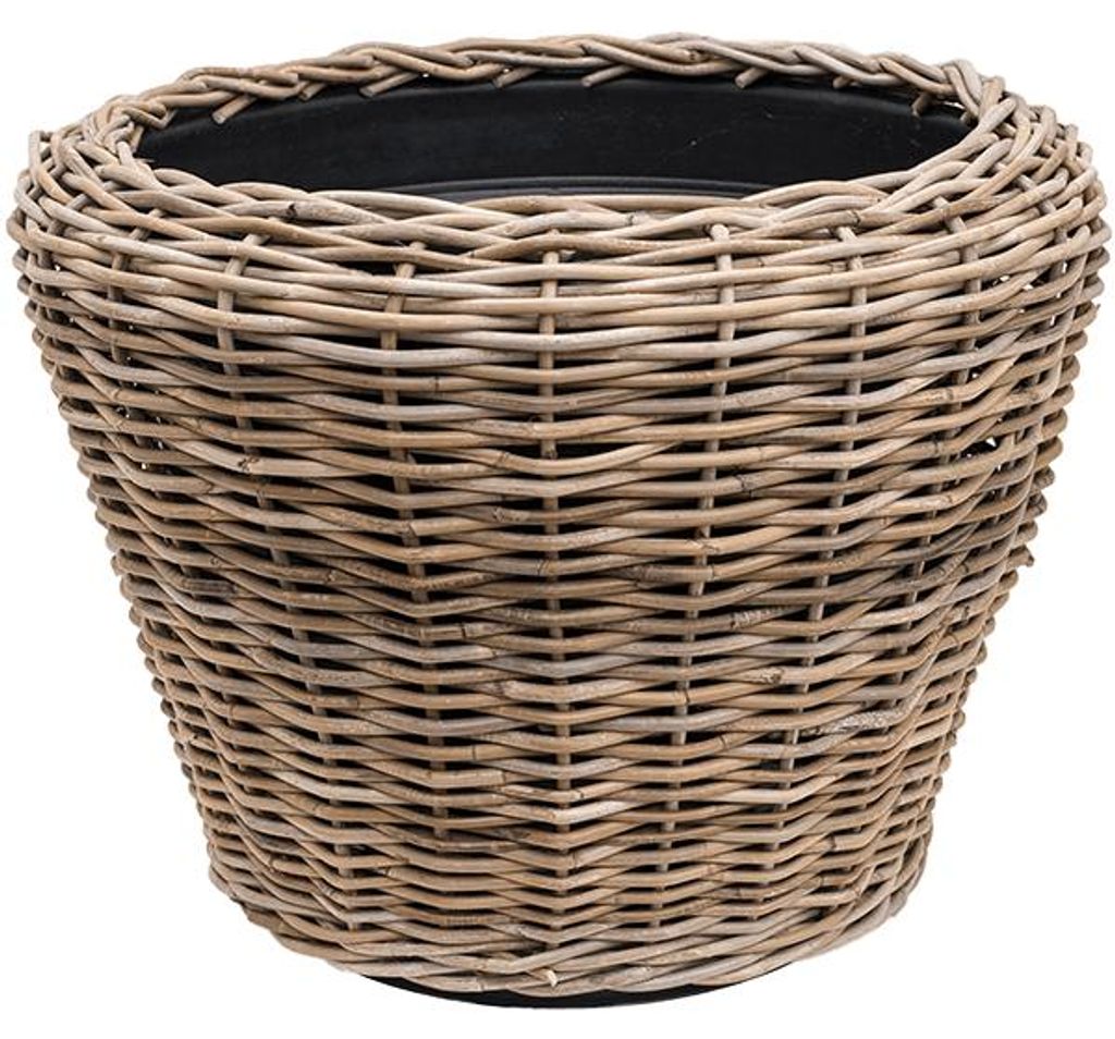 Van der Leeden Obal Drypot Obal Rattan – Rund, Grau, für Produktbild 