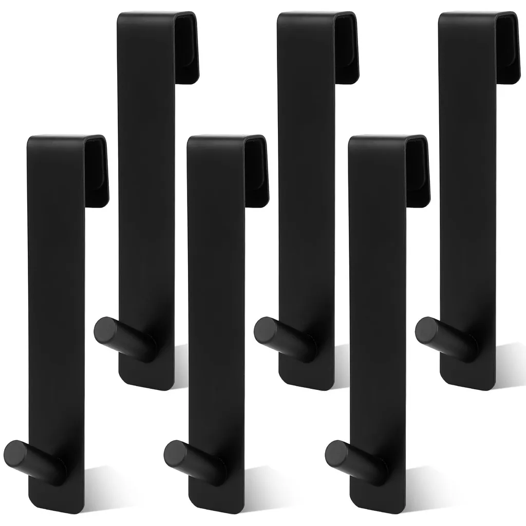 Lot de 6 Crochets de Douche en Acier Inox Noir pour Paroi en Verre 10mm