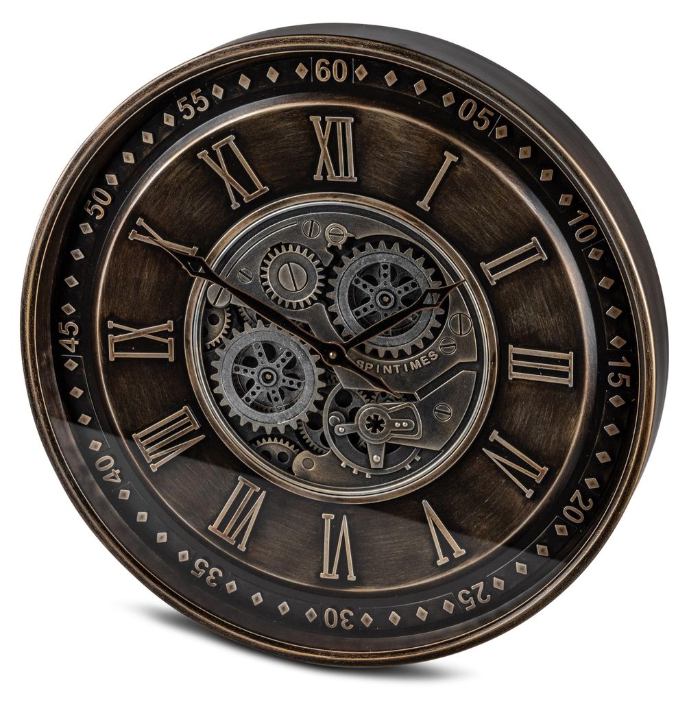 formano XXL Wanduhr mit Beweglichen Zahnrädern braun 59 cm Produktbild 