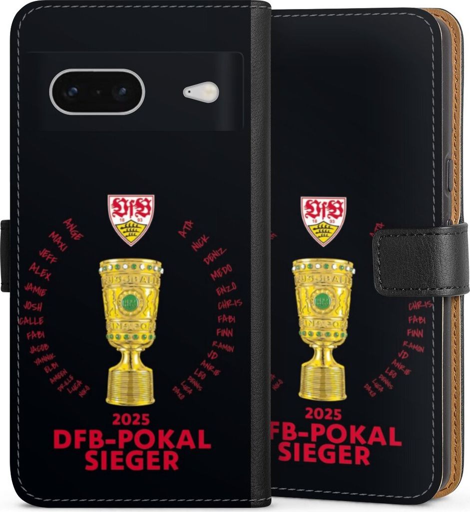 DeinDesign Klapphülle für Google Pixel 7 Handytasche Lederhülle Tasche Offizielles Lizenzprodukt Pokal VfB Stuttgart