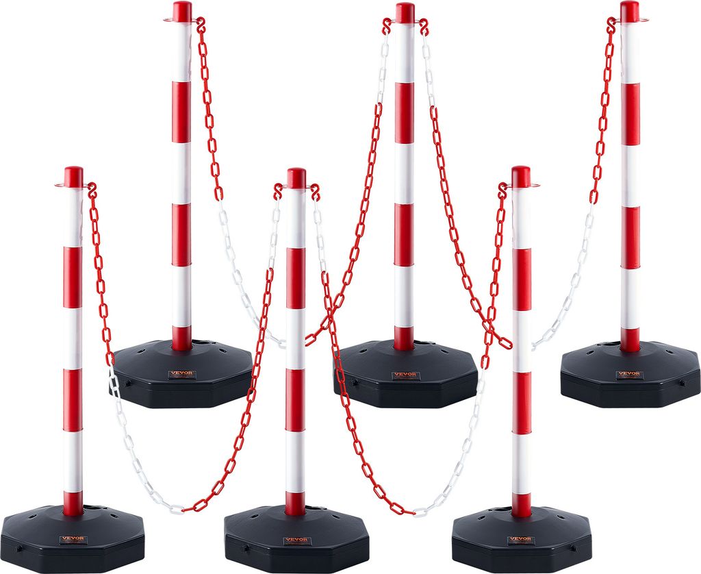 VEVOR Verkehrshütchen Verkehr Absperrpfosten 6 Stk. 285 x 285 mm Warnkegel Verkehrsleitkegel Warnleitkegel mit Kett, Leitpfostenkegel Straßensper...