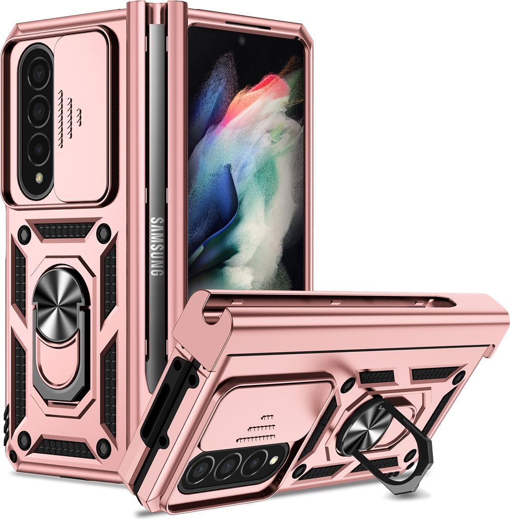 Galaxy Z Fold4 Hülle mit Schiebe Kamera Schutz und Produktbild 