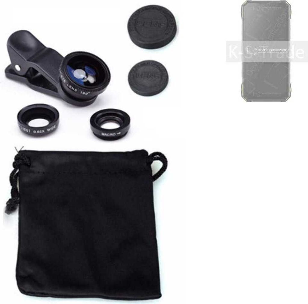 K-S-Trade Smartphone Kamera Linsen Set Kompatibel mit Doogee S89 Pro 3in1 Clip-On Kamera Adapter Macro Weitwinkel FishEye Fischauge Objektiv Linse