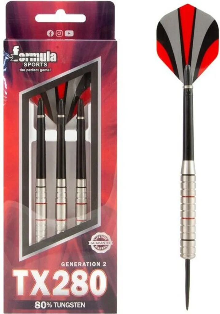 Fléchettes de Compétition TX280 Gen II en Tungstène 24g avec Grip Pro