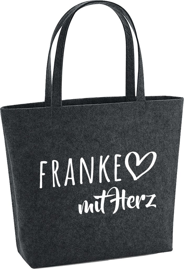 Huuraa Filzshopper Franke mit Herz 22 Liter Charcoal Melange Filztasche Geschenkidee
