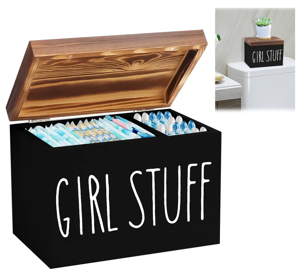 Boîte de rangement salle de bain pour protections intimes et porte-tampons