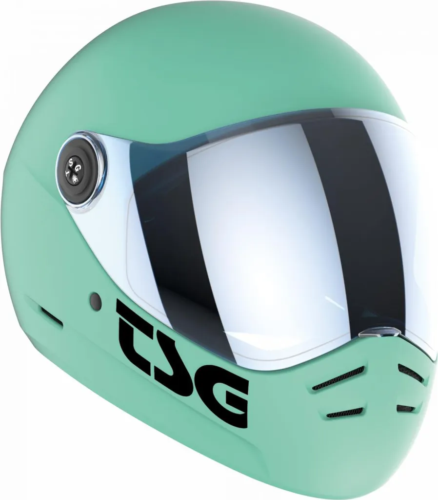 Casque TSG Pass 2.0 Solid Aérodynamique Bleu Menthe Satiné Visière Bonus