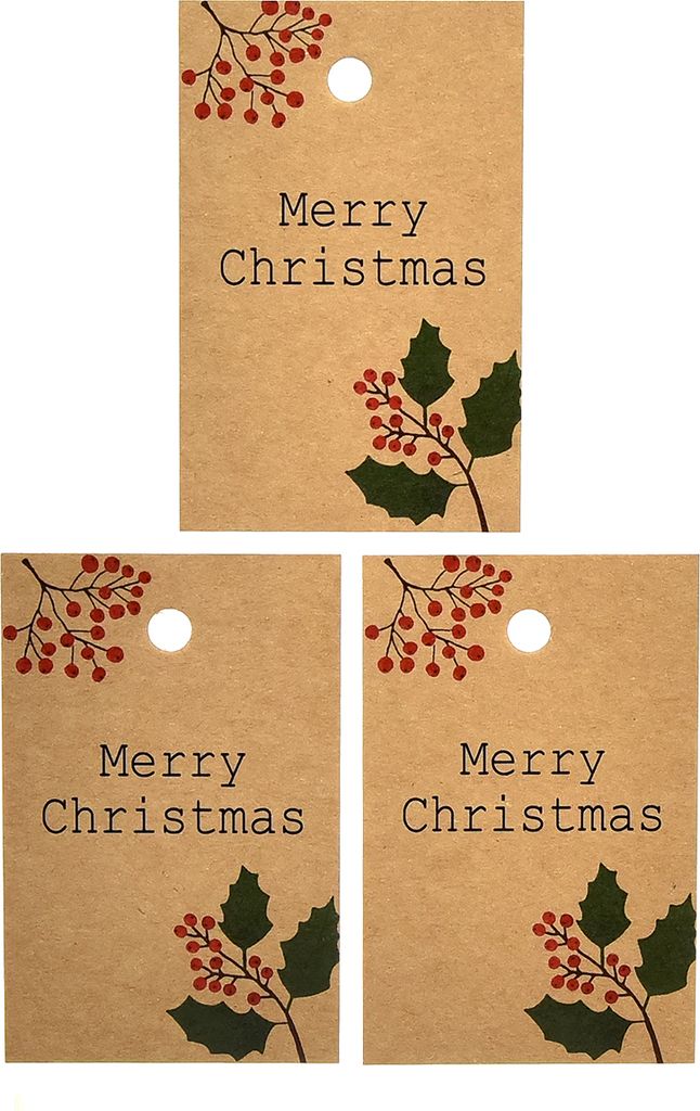 Geschenkanhänger Merry Christmas Naturpapier 8,5×5,5cm 20 Stk, 20 Stück