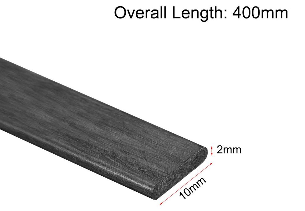 3Stk.Kohlefaserstreifen pultrudierter Stab 2mm Dicke x 10mm Breite x 400mm